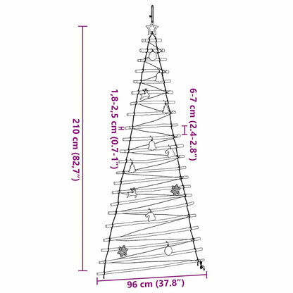 Kerstboom met 130 LED Naturel 210 cm massief essenhout