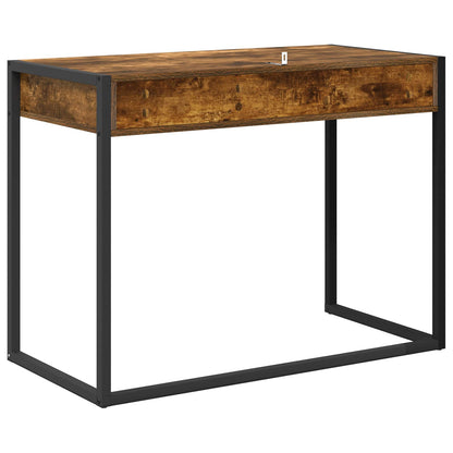 Bureau met opslag Rook Eik 100 x 50 x 75 cm Bewerkt hout