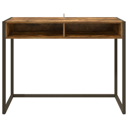 Bureau met opslag Rook Eik 100 x 50 x 75 cm Bewerkt hout