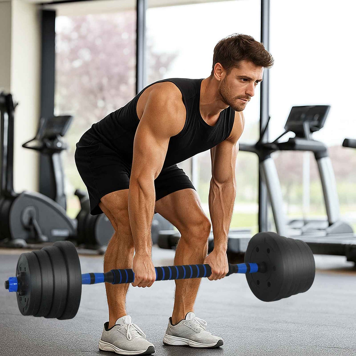 4-in-1 Halterset Zwart en Blauw 121 x 19,5 x 19,5 cm