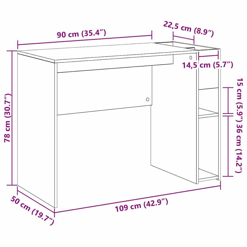 Bureau Sonoma Eiken 109 x 50 x 78 cm Bewerkt hout