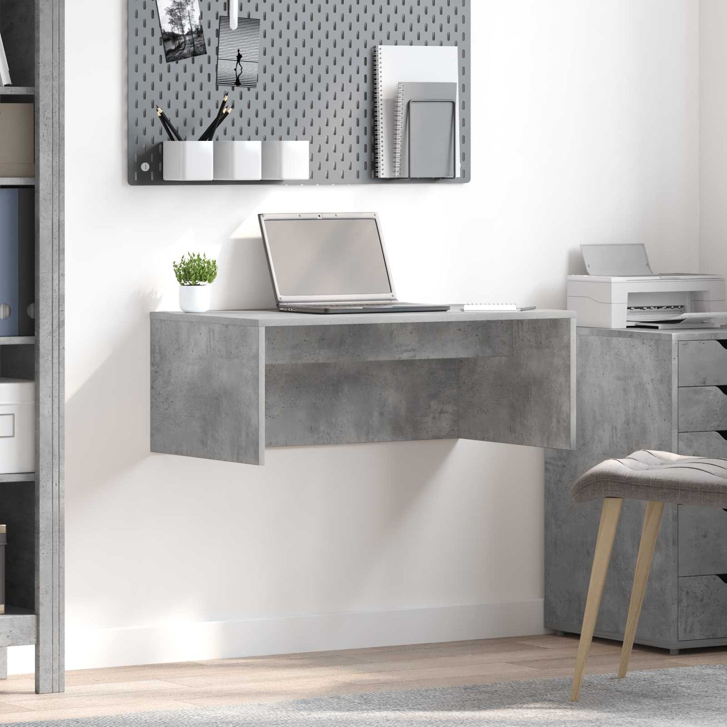 Aan de muur bevestigd bureau Beton Grijs 80 x 45 x 30 cm