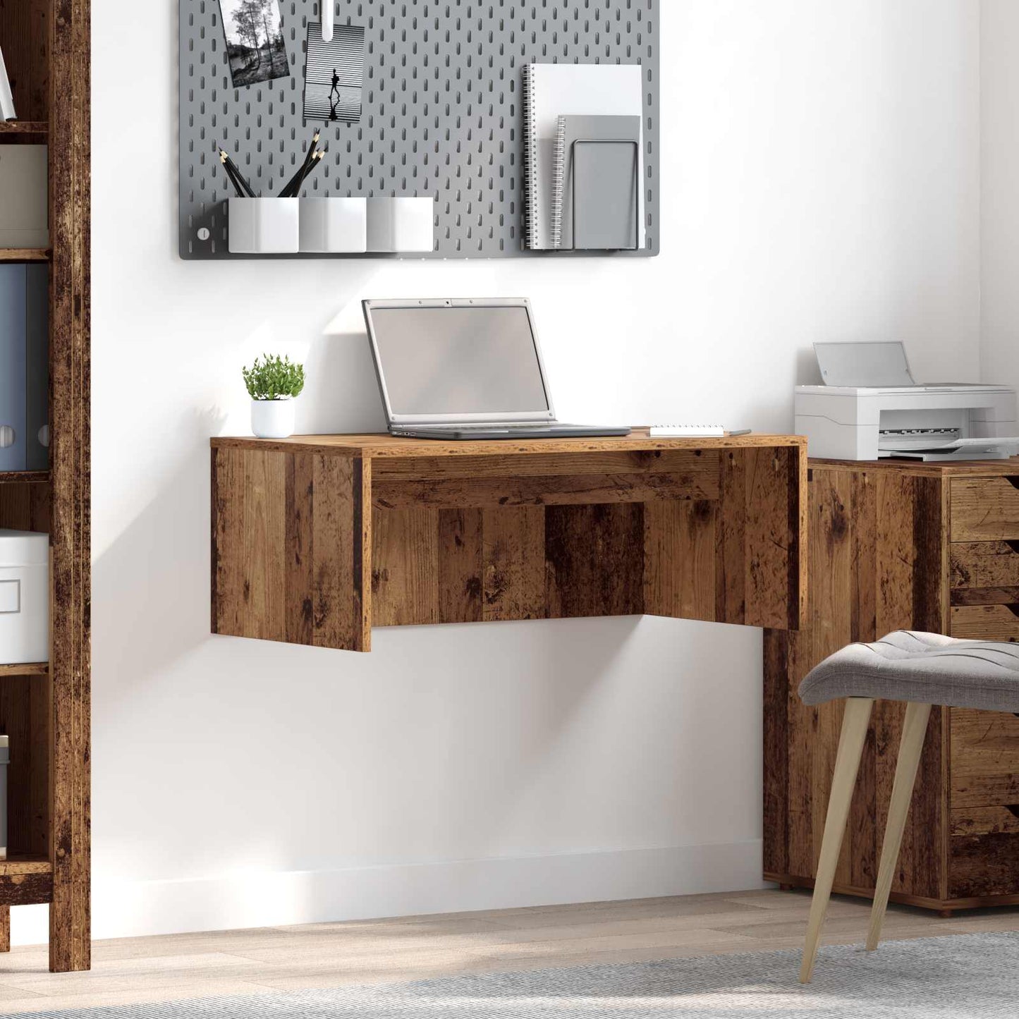 Aan de muur bevestigd bureau Oud Hout 80 x 45 x 30 cm