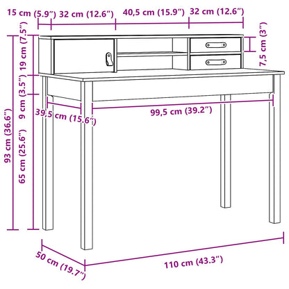 Bureau met lade Wasbruin 110 x 50 x 93 cm Massief Grenen Hout