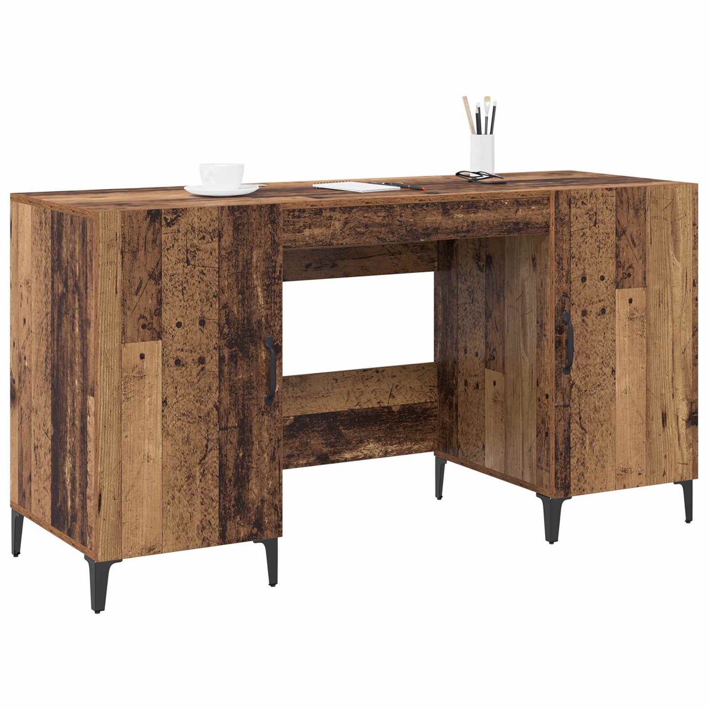 Bureau met opslag Oudhout 140 x 50 x 75 cm Bewerkt hout