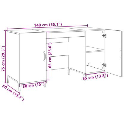 Bureau met opslag Oudhout 140 x 50 x 75 cm Bewerkt hout