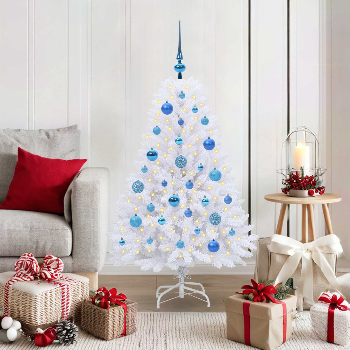 Kunstmatige Inklapbare Kerstboom Wit 120 cm PVC en Staal