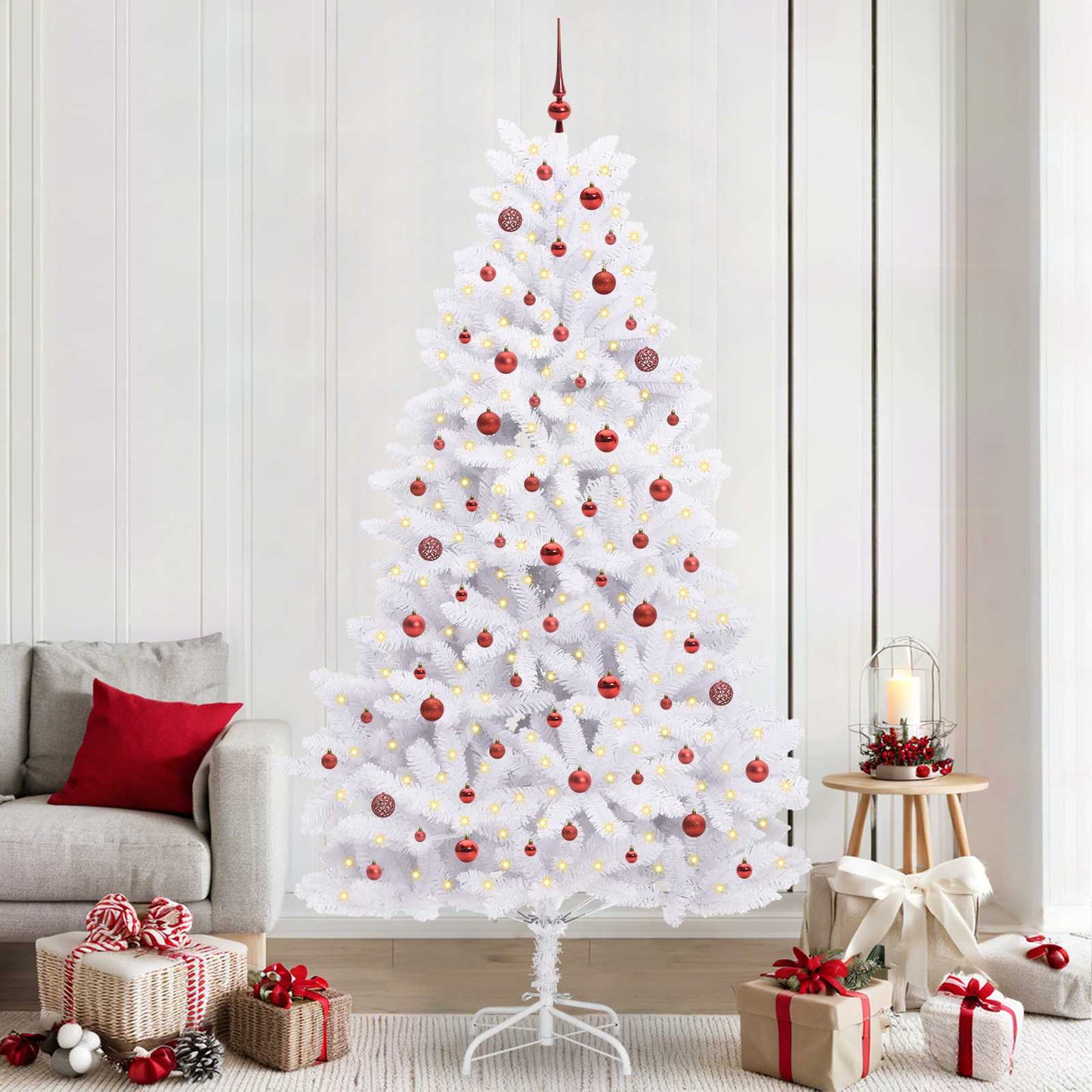 Kunstmatige Inklapbare Kerstboom Wit 240 cm PVC en staal