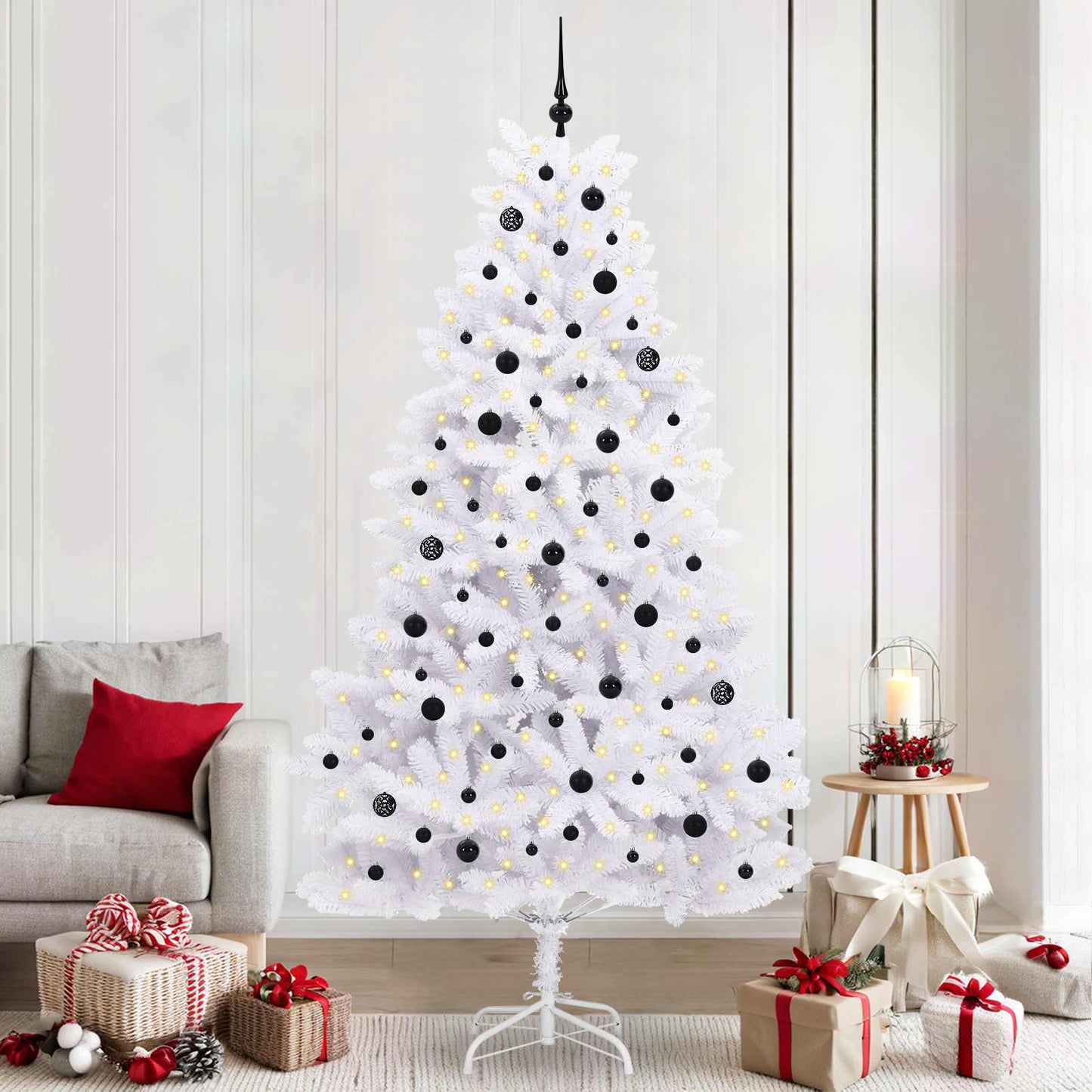 Kunstmatige Inklapbare Kerstboom Wit 240 cm PVC en staal
