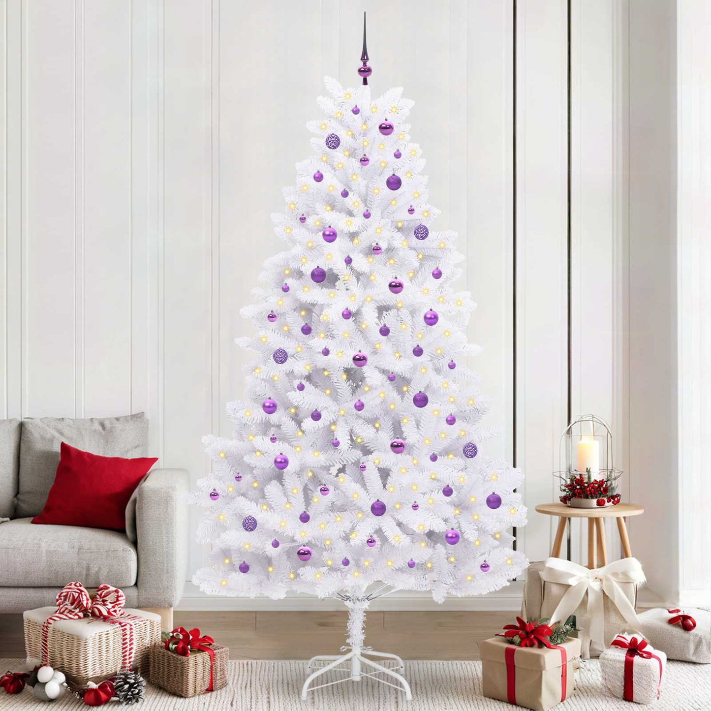 Kunstmatige Inklapbare Kerstboom Wit 240 cm PVC en staal