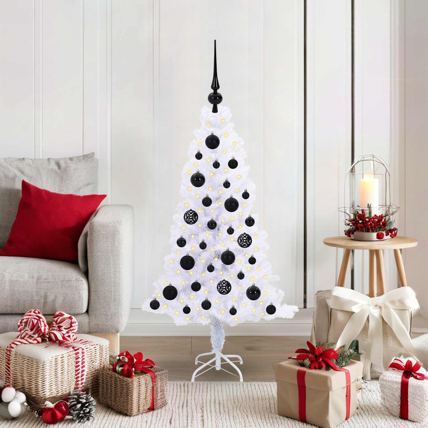 Kunstkerstboom met 150 LED Wit 120 cm PVC en Staal