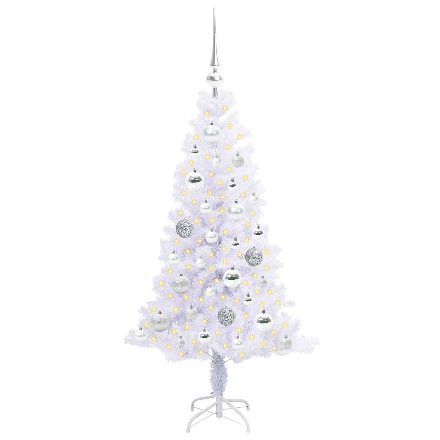 Kunstkerstboom met 150 LED Wit 120 cm PVC en Staal