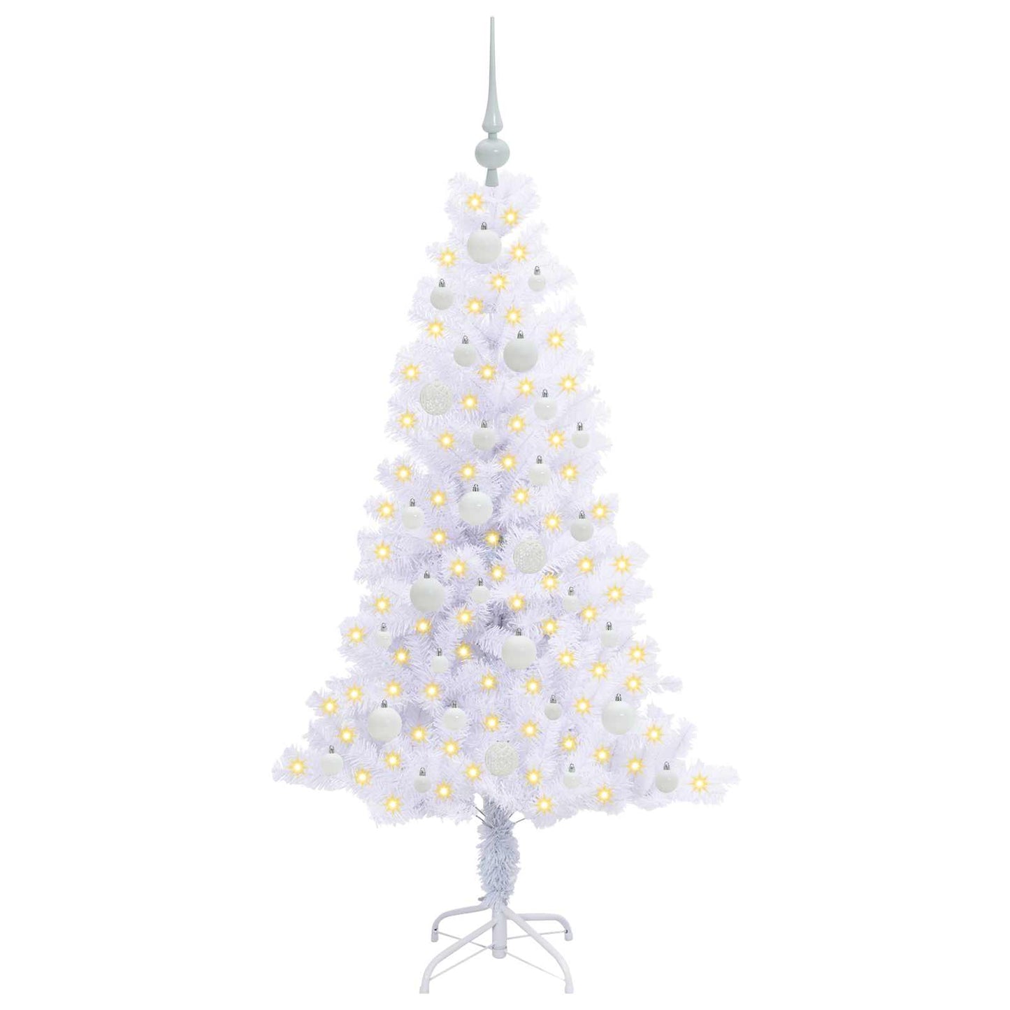 Kunstkerstboom met 150 LED Wit 150 cm PVC en Staal