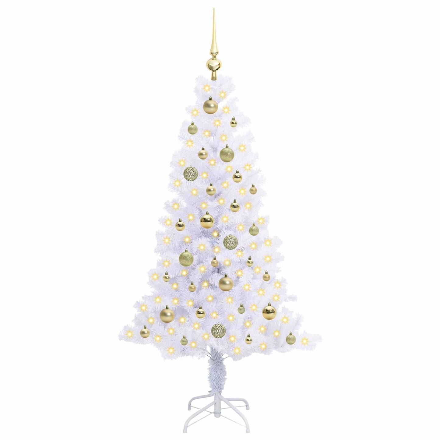 Kunstkerstboom met 150 LED Wit 150 cm PVC en Staal