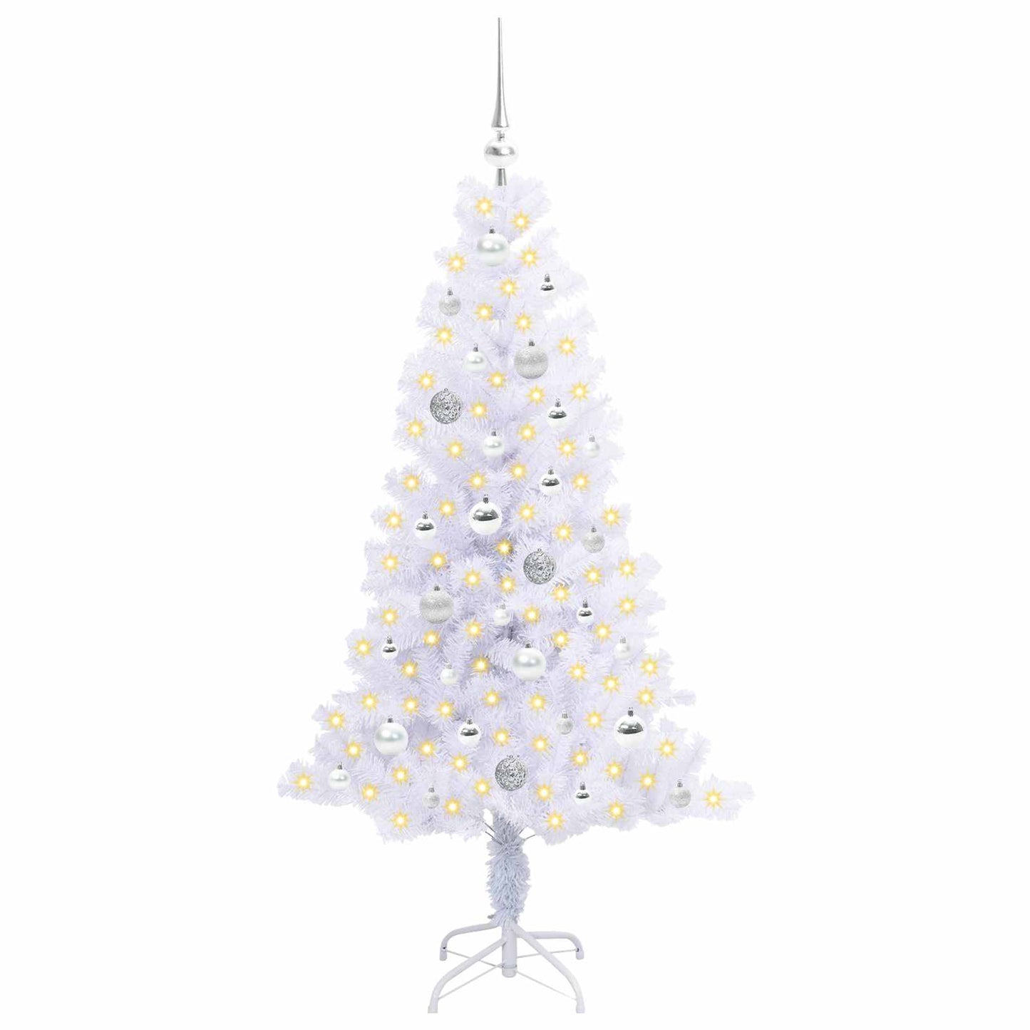 Kunstkerstboom met 150 LED Wit 150 cm PVC en Staal