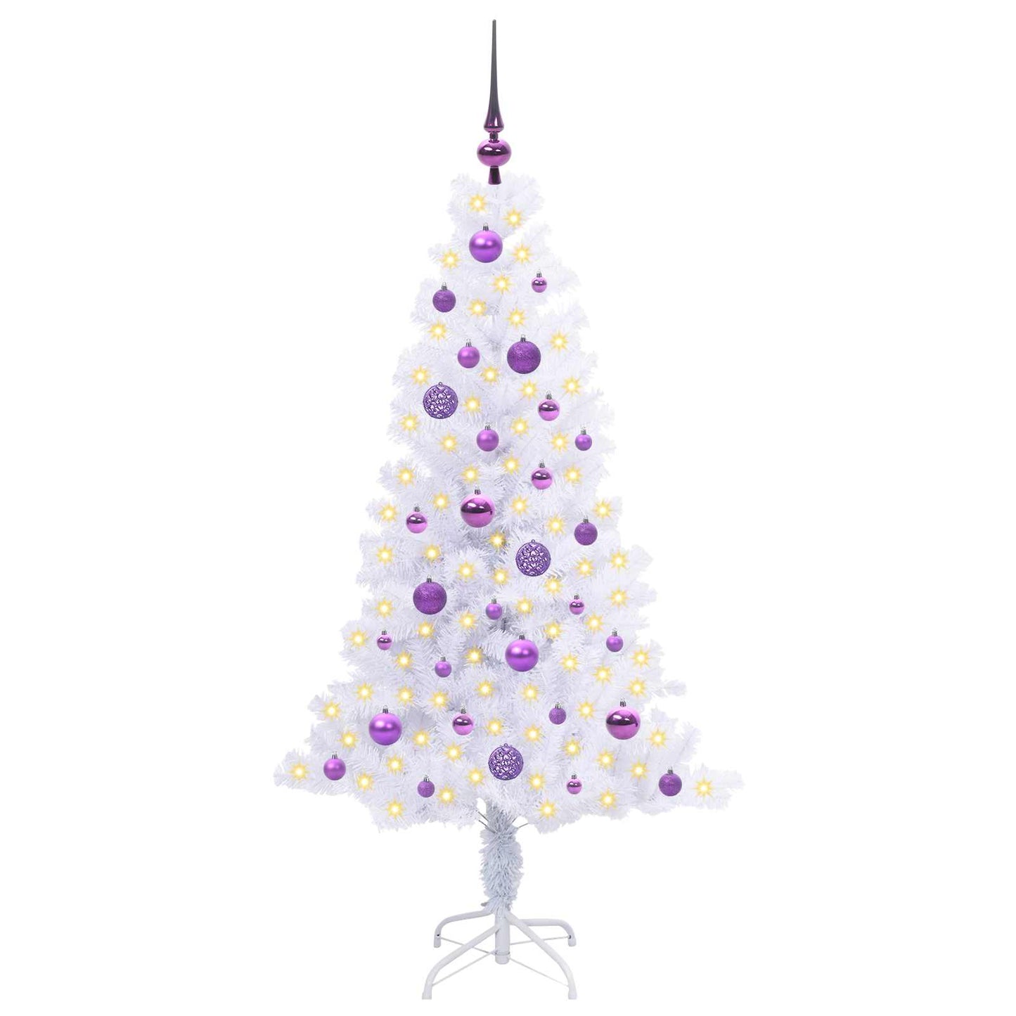 Kunstkerstboom met 150 LED Wit 150 cm PVC en Staal