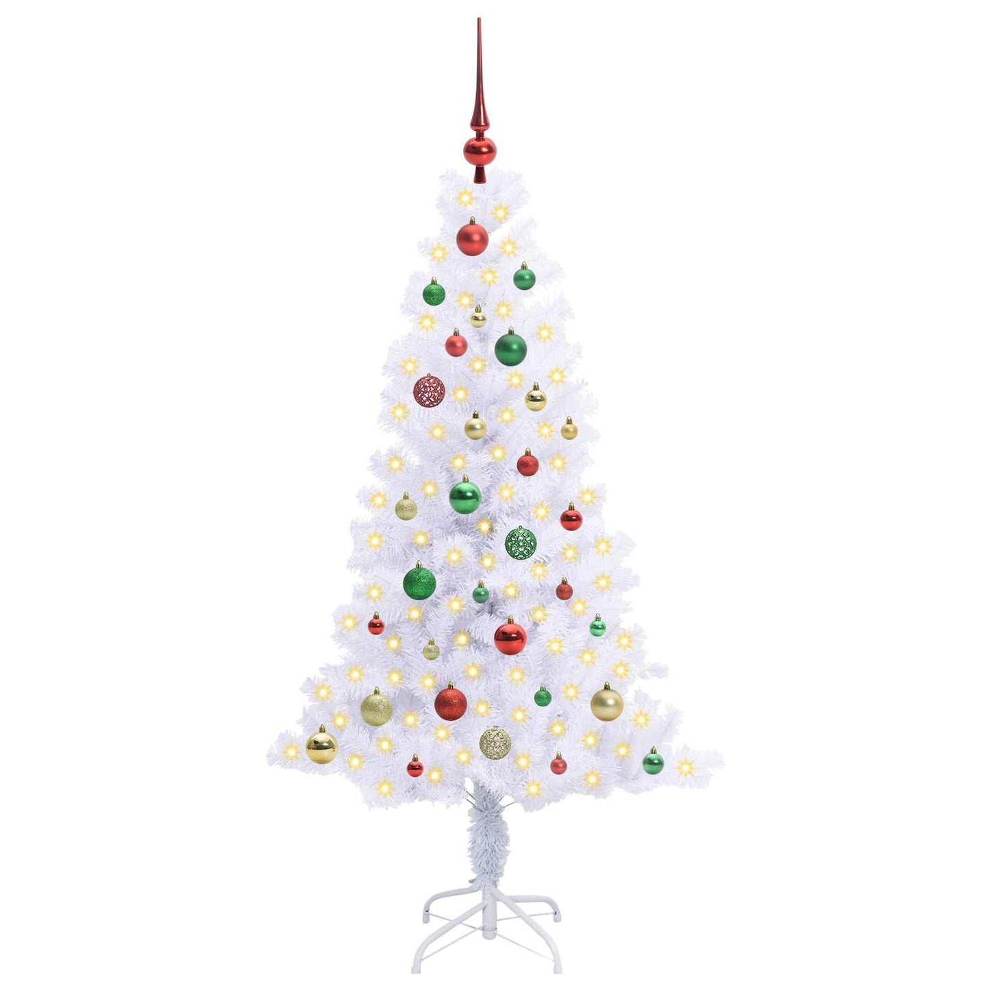Kunstkerstboom met 150 LED Wit 150 cm PVC en Staal