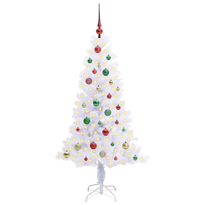 Kunstkerstboom met 150 LED Wit 150 cm PVC en Staal