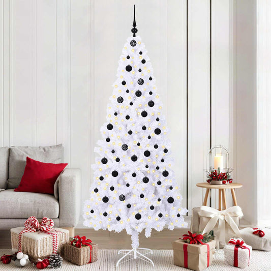 Kunstkerstboom met 300 LED Wit 210 cm PVC en staal