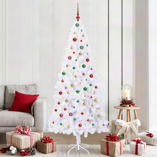 Kunstkerstboom met 300 LED Wit 210 cm PVC en staal
