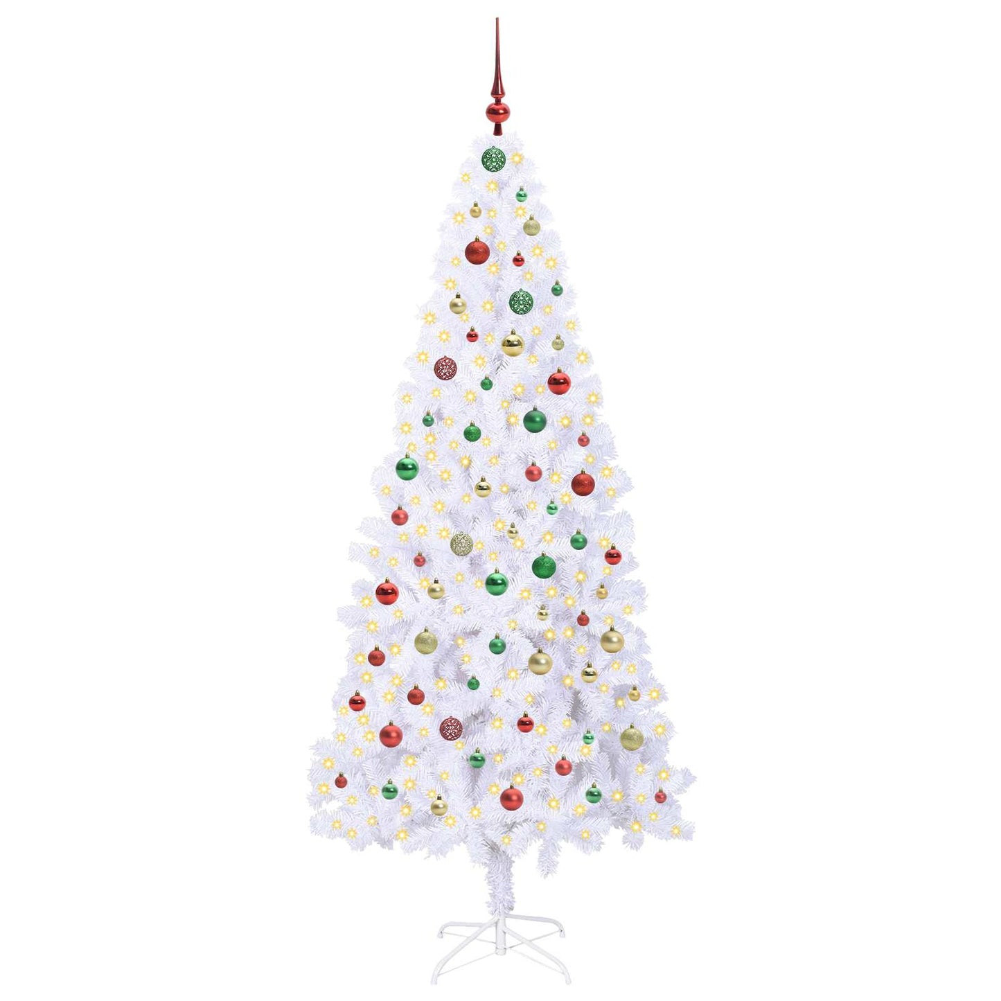 Kunstkerstboom met 300 LED Wit 210 cm PVC en staal