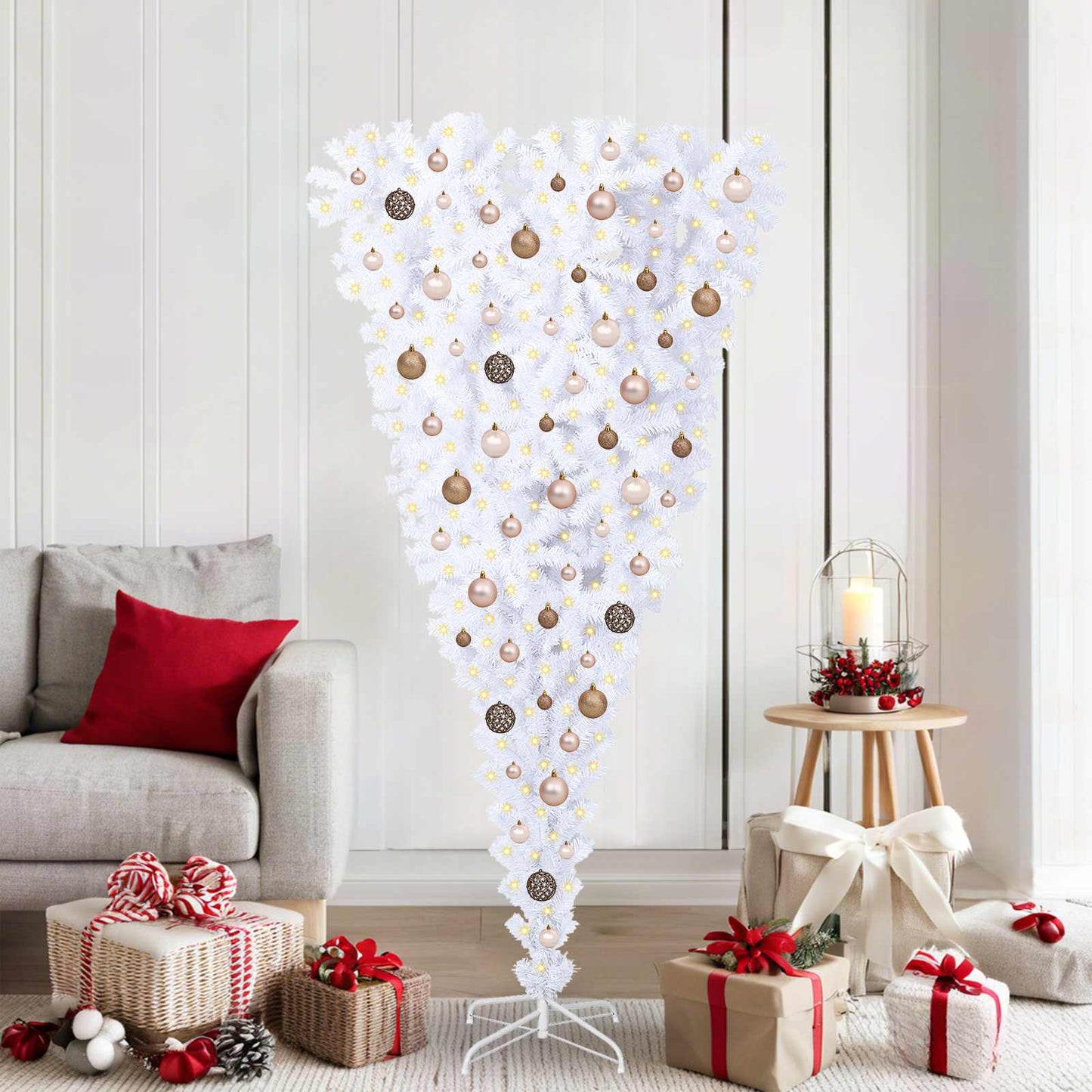 Kunstkerstboom met 300 LED Wit 180 cm PVC en Staal