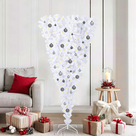 Kunstkerstboom met 300 LED Wit 180 cm PVC en Staal