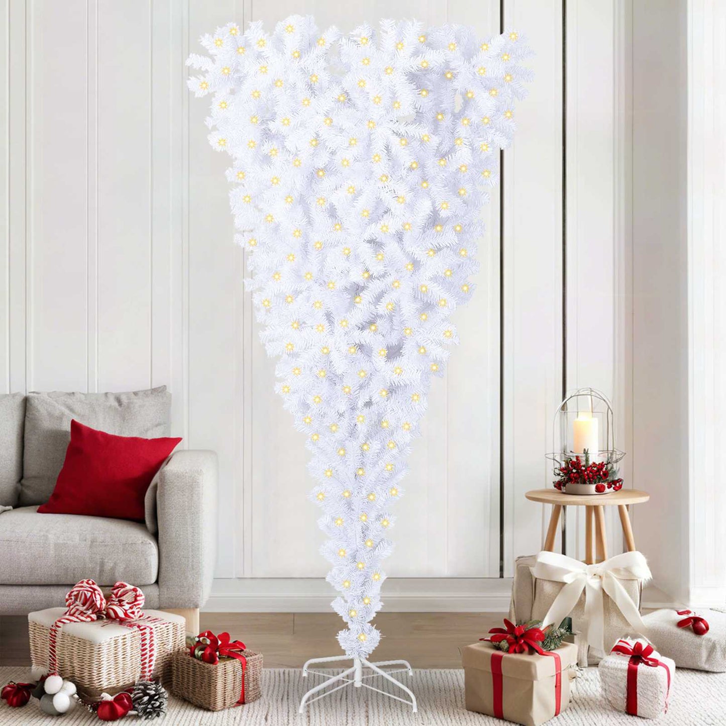Kunstkerstboom met 300 LED Wit 210 cm PVC en staal