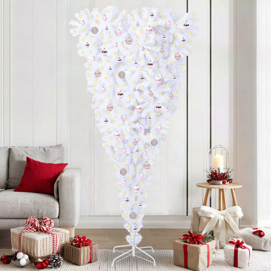Kunstkerstboom met 300 LED Wit 210 cm PVC en Staal
