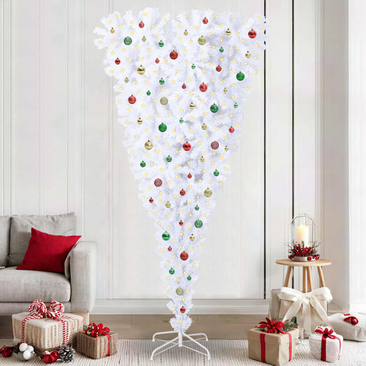 Kunstkerstboom met 300 LED Wit 240 cm PVC en Staal