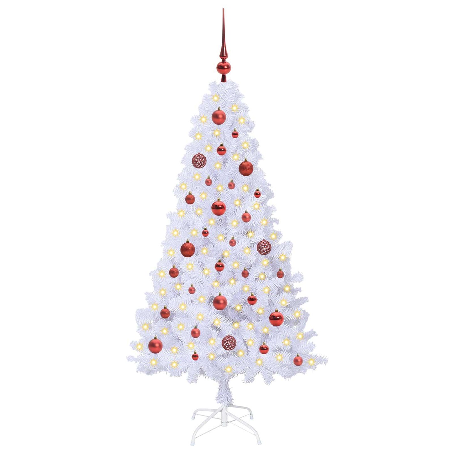 Kunstkerstboom met 150 LED Wit 150 cm PVC en staal