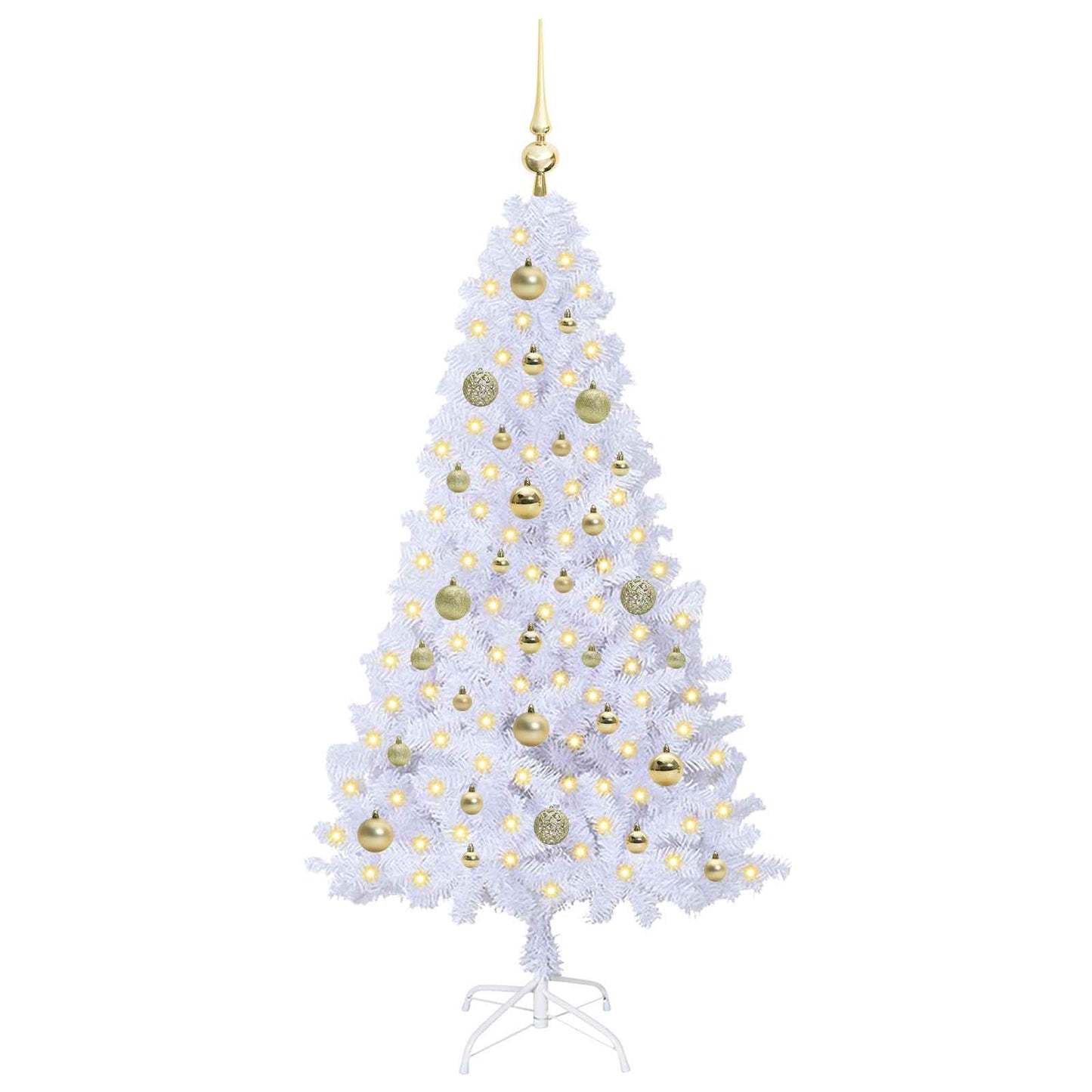 Kunstkerstboom met 150 LED Wit 150 cm PVC en staal