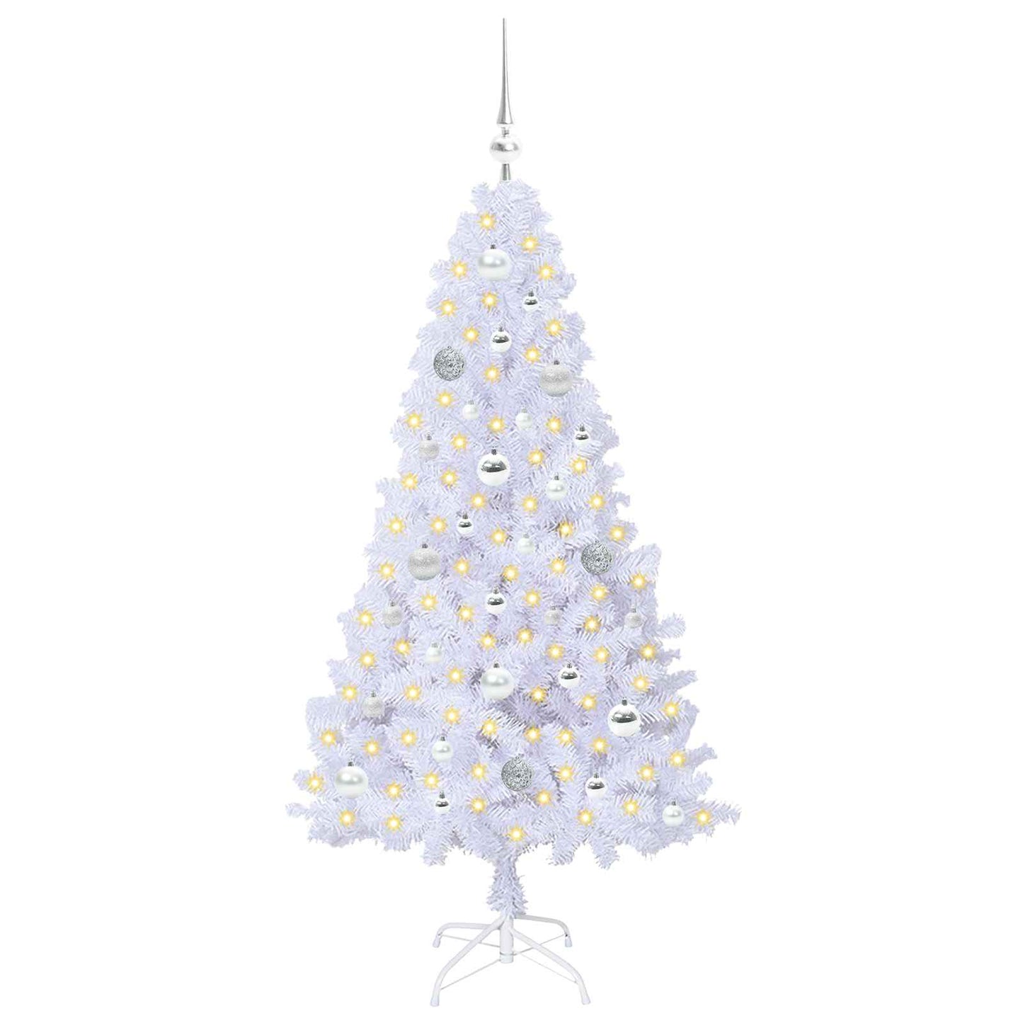 Kunstkerstboom met 150 LED Wit 150 cm PVC en staal