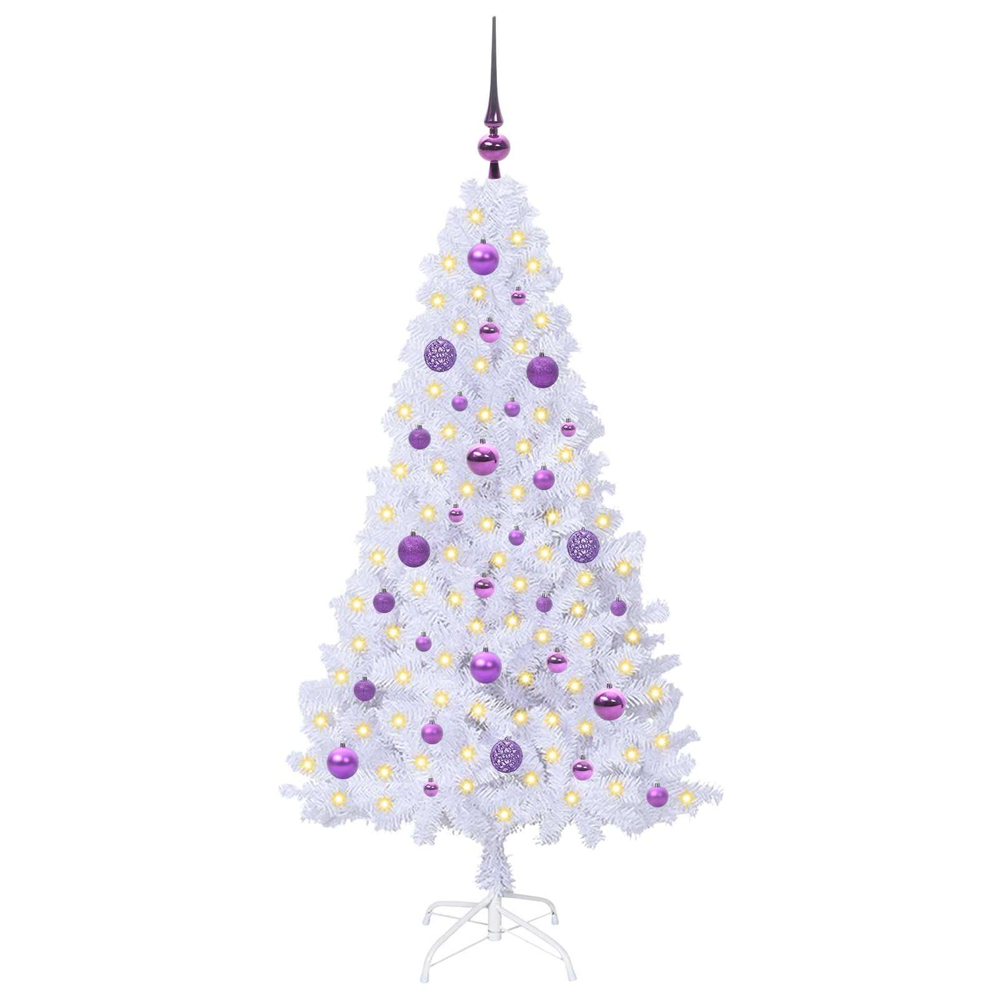 Kunstkerstboom met 150 LED Wit 150 cm PVC en staal