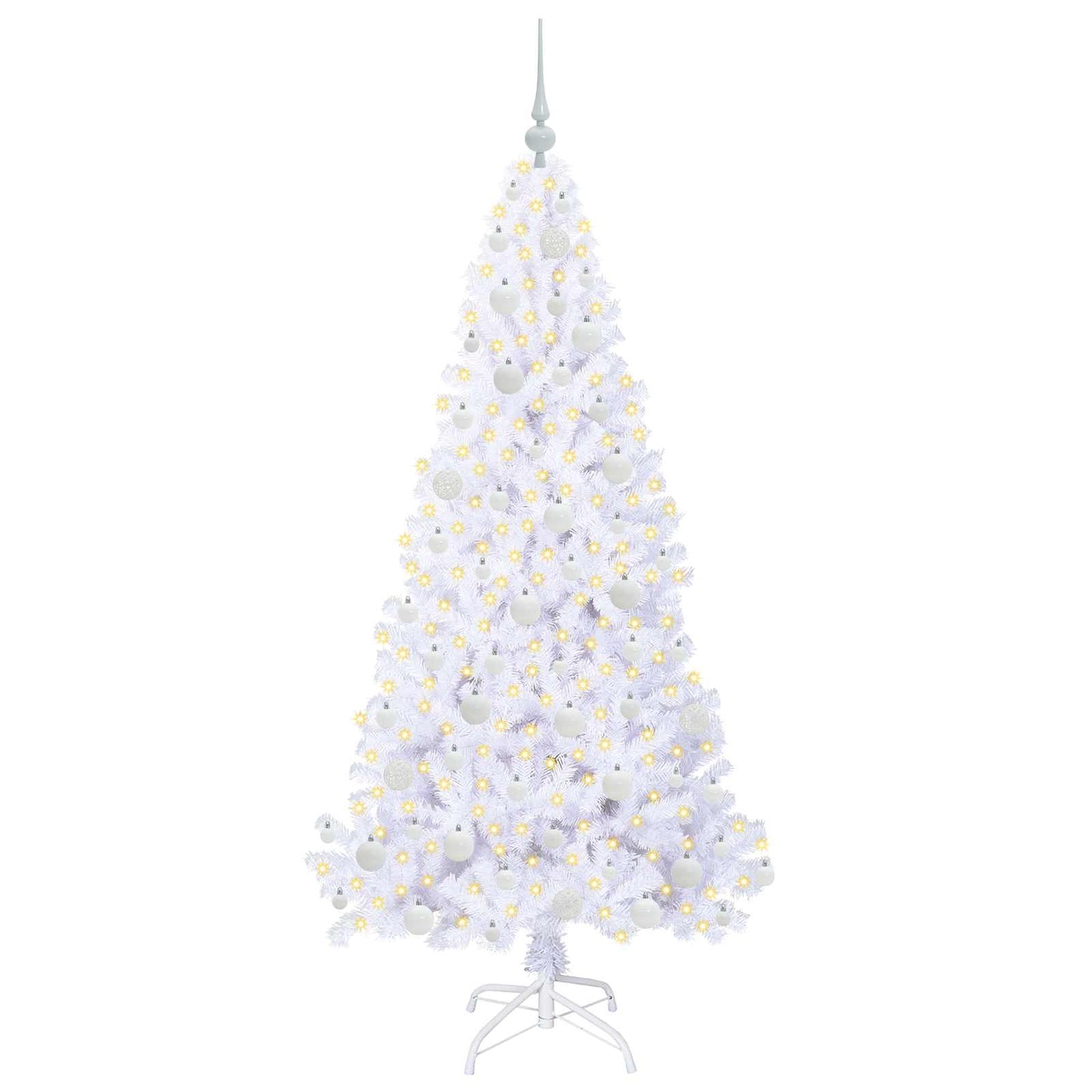 Kunstkerstboom met 300 LED Wit 180 cm PVC en staal