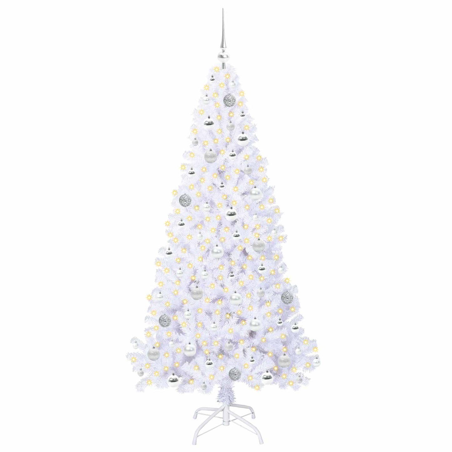 Kunstkerstboom met 300 LED Wit 180 cm PVC en staal
