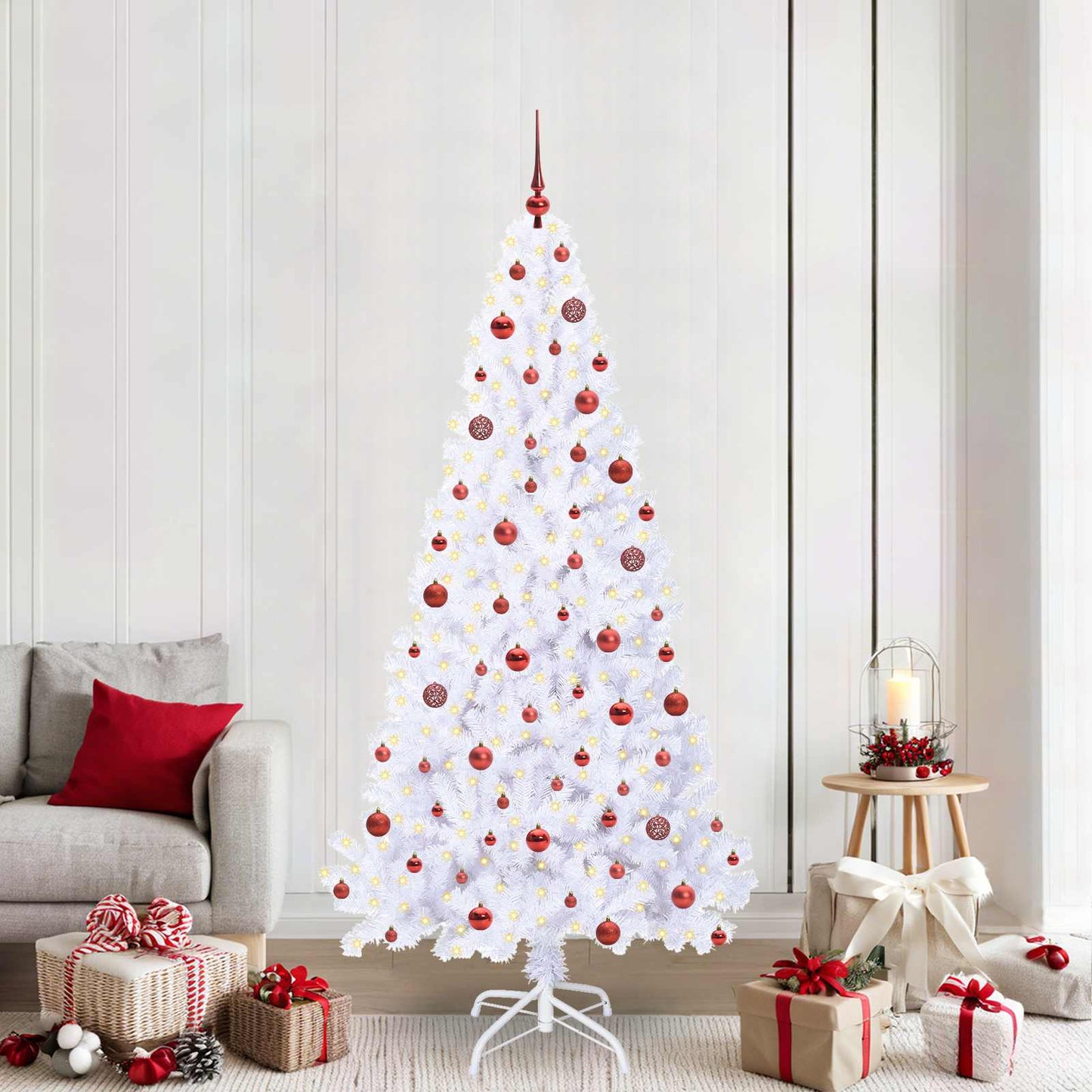 Kunstkerstboom met 300 LED Wit 210 cm PVC en staal