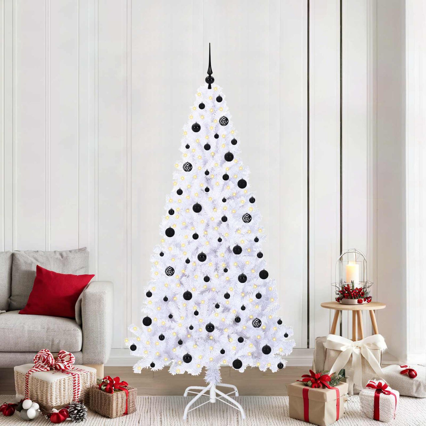 Kunstkerstboom met 300 LED Wit 210 cm PVC en staal
