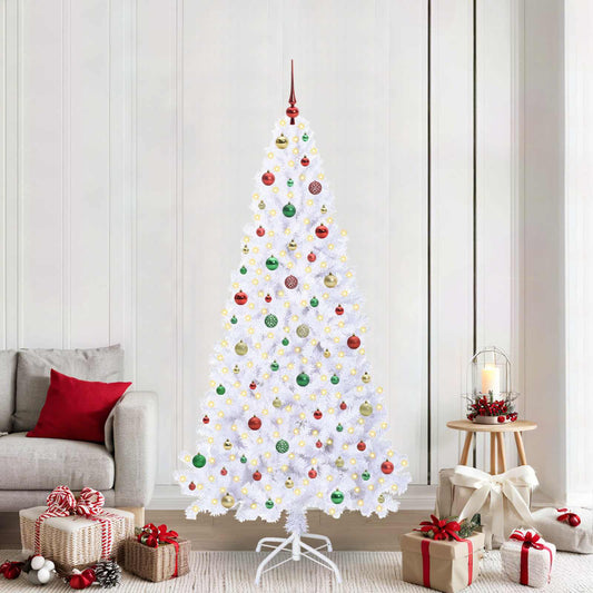 Kunstkerstboom met 300 LED Wit 210 cm PVC en staal