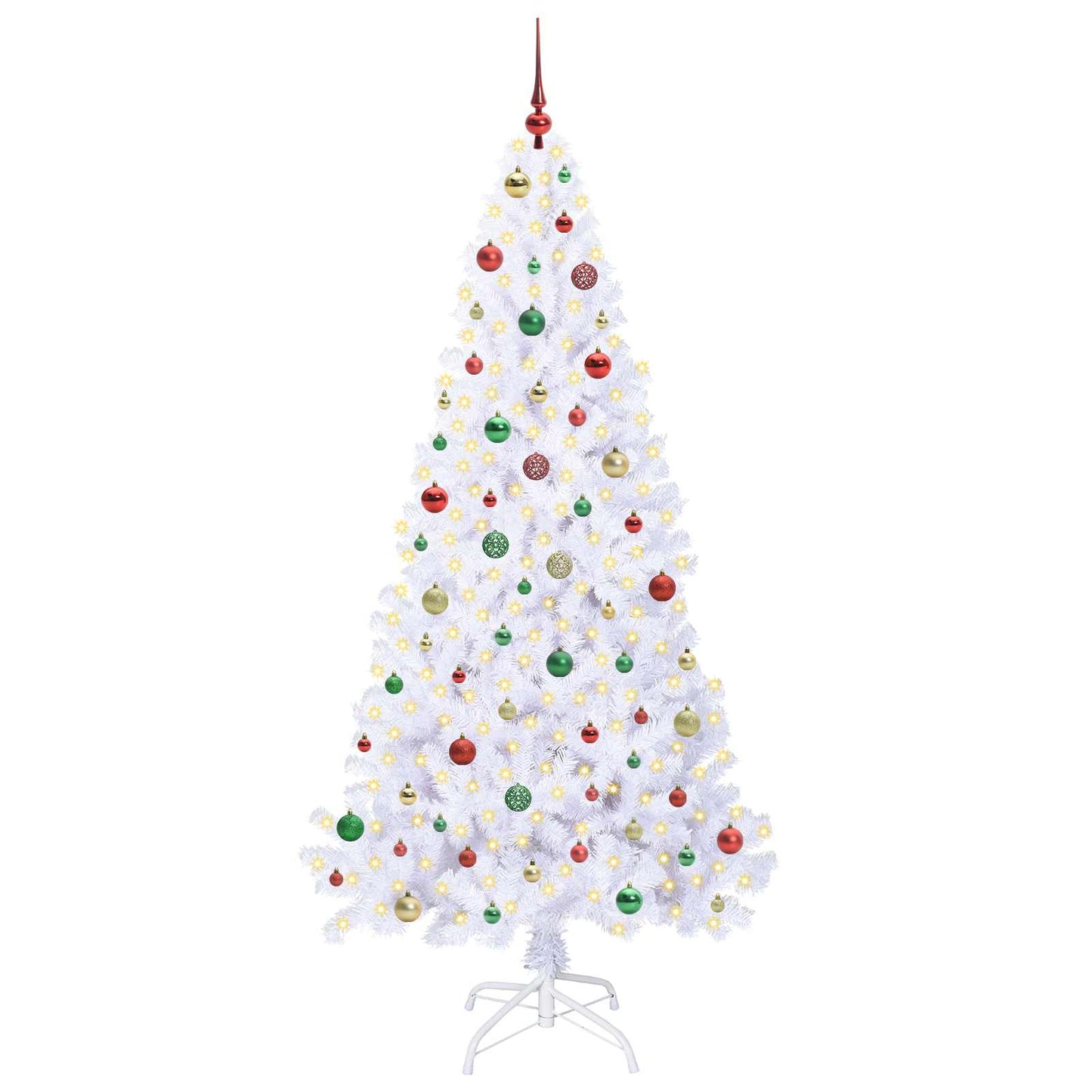 Kunstkerstboom met 300 LED Wit 210 cm PVC en staal
