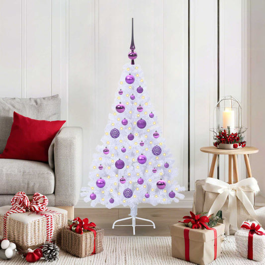 Kunstkerstboom met 150 LED Wit 120 cm PVC en staal