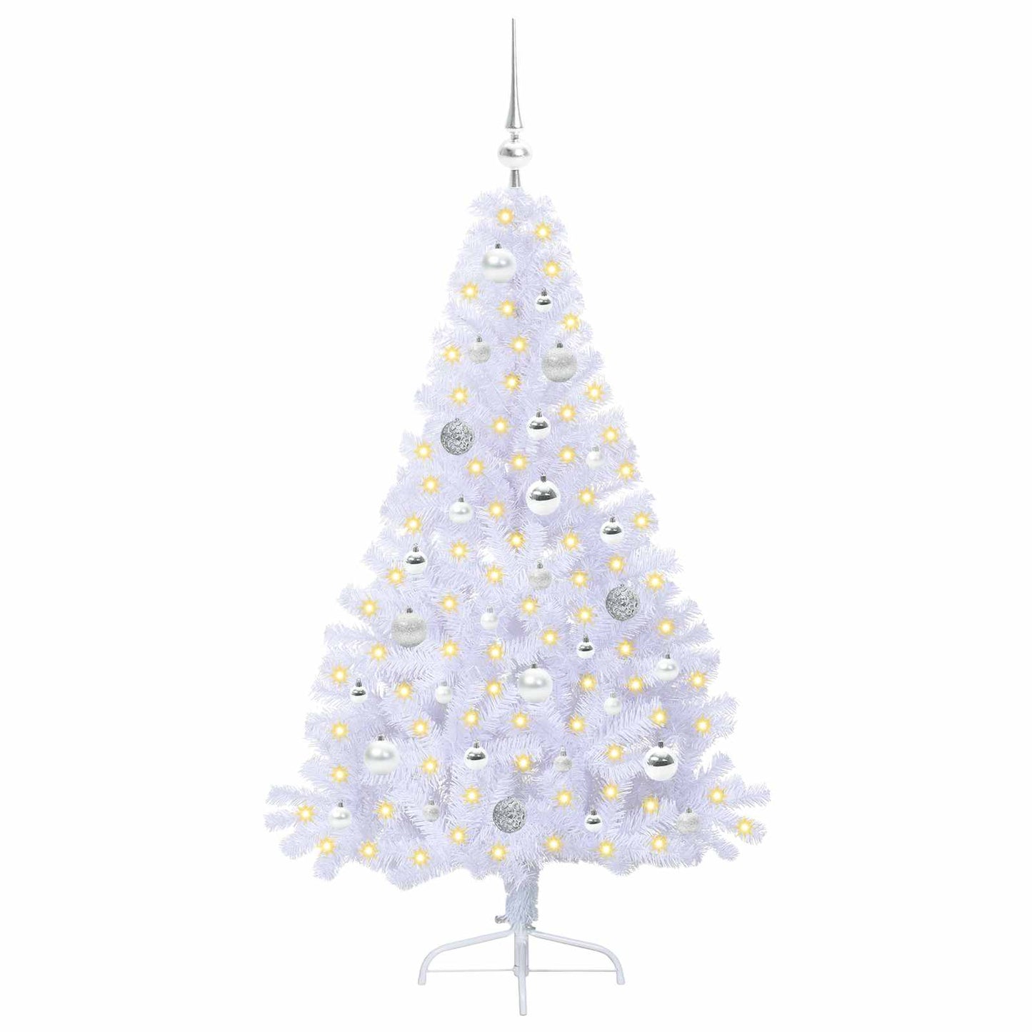 Kunstkerstboom met 150 LED Wit 150 cm PVC en staal