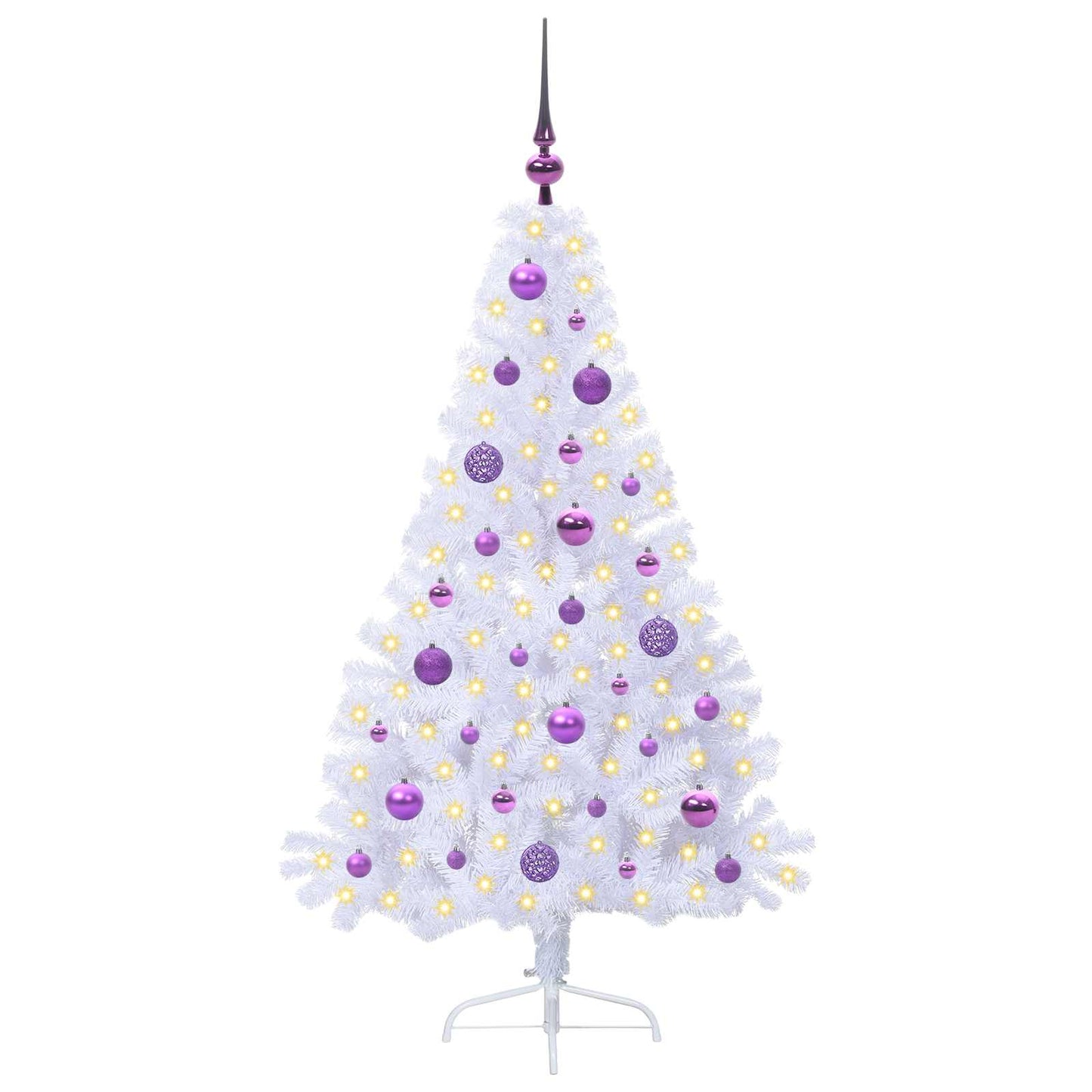 Kunstkerstboom met 150 LED Wit 150 cm PVC en staal