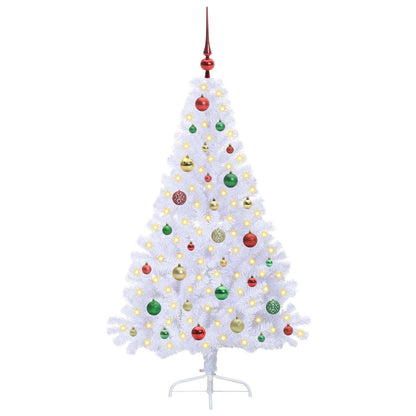 Kunstkerstboom met 150 LED Wit 150 cm PVC en staal