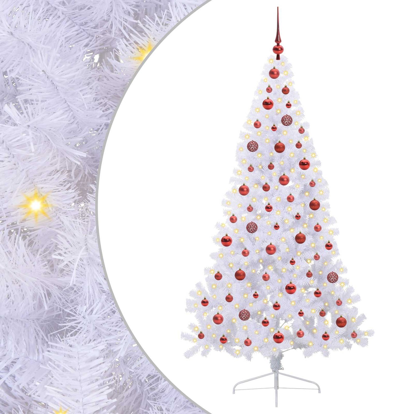 Kunstkerstboom met 300 LED Wit 180 cm PVC en staal