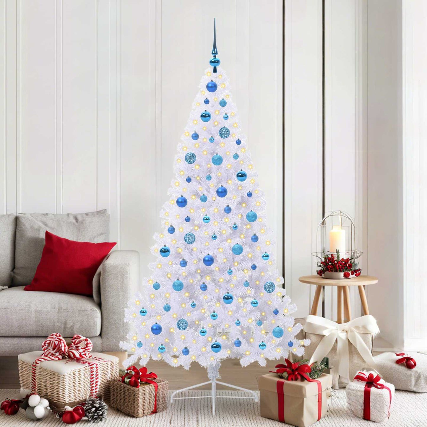 Kunstkerstboom met 300 LED Wit 180 cm PVC en staal