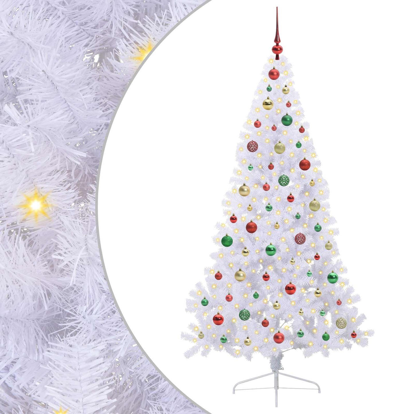 Kunstkerstboom met 300 LED Wit 180 cm PVC en staal