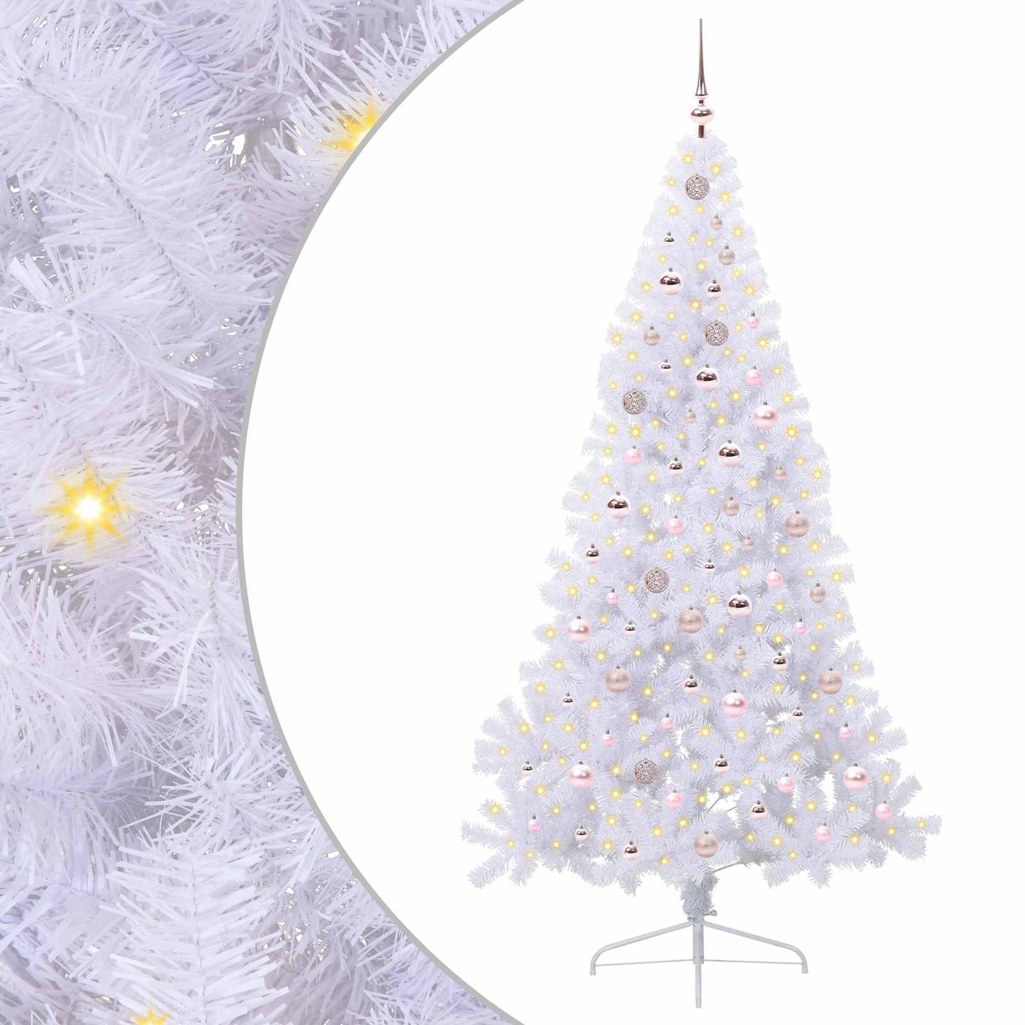 Kunstkerstboom met 300 LED Wit 210 cm PVC en staal