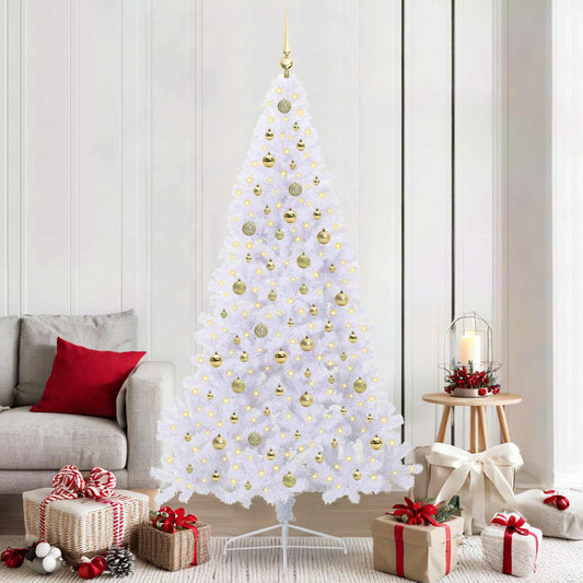 Kunstkerstboom met 300 LED Wit 210 cm PVC en staal