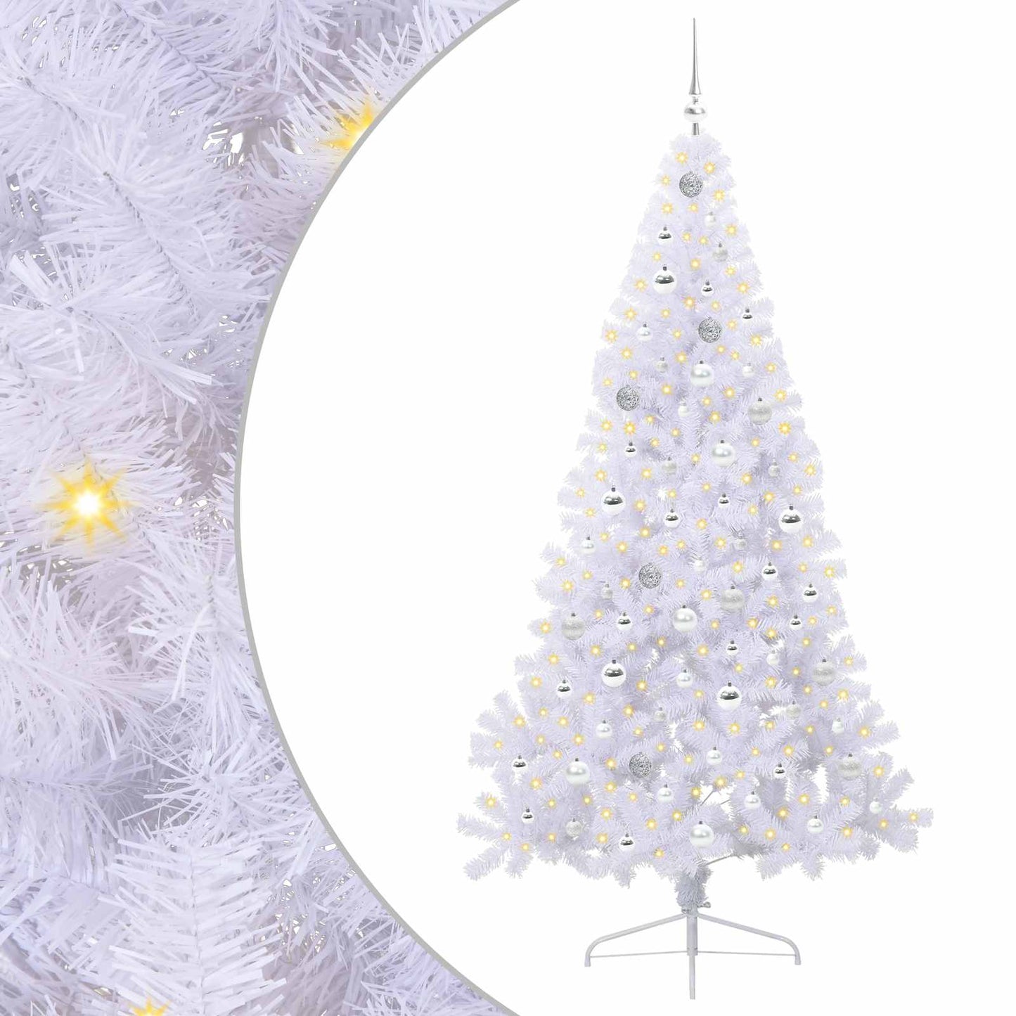 Kunstkerstboom met 300 LED Wit 210 cm PVC en staal